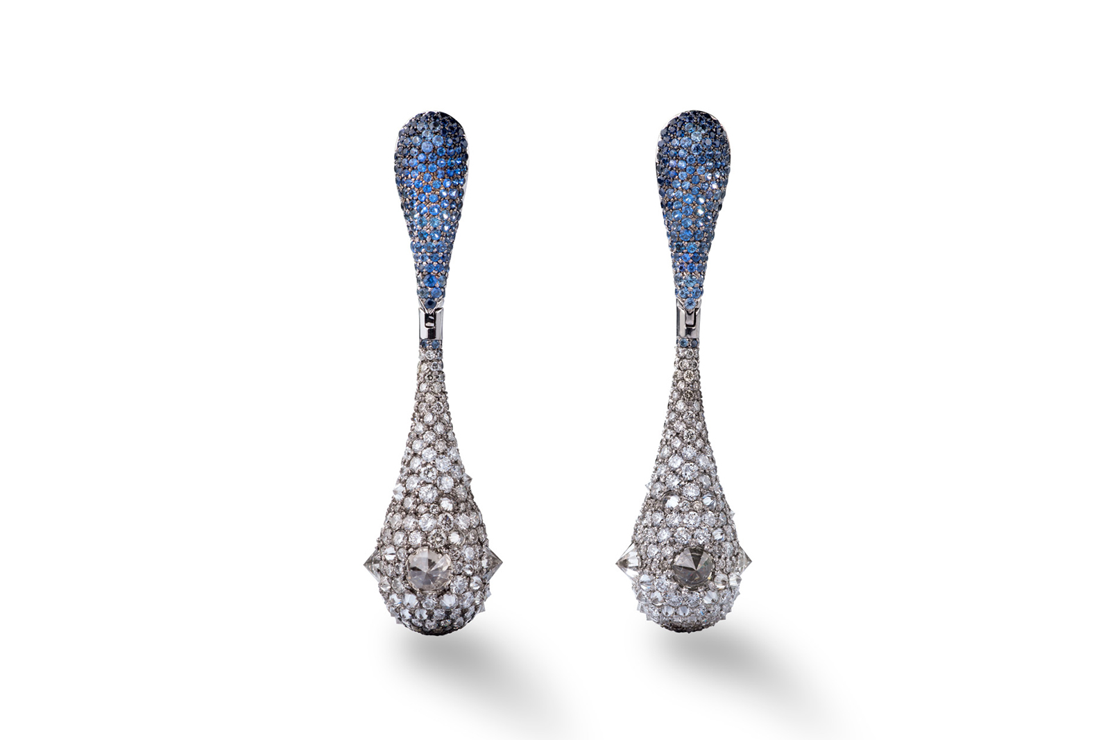  Vladimir Markin earrings in pavé diamonds and sapphires