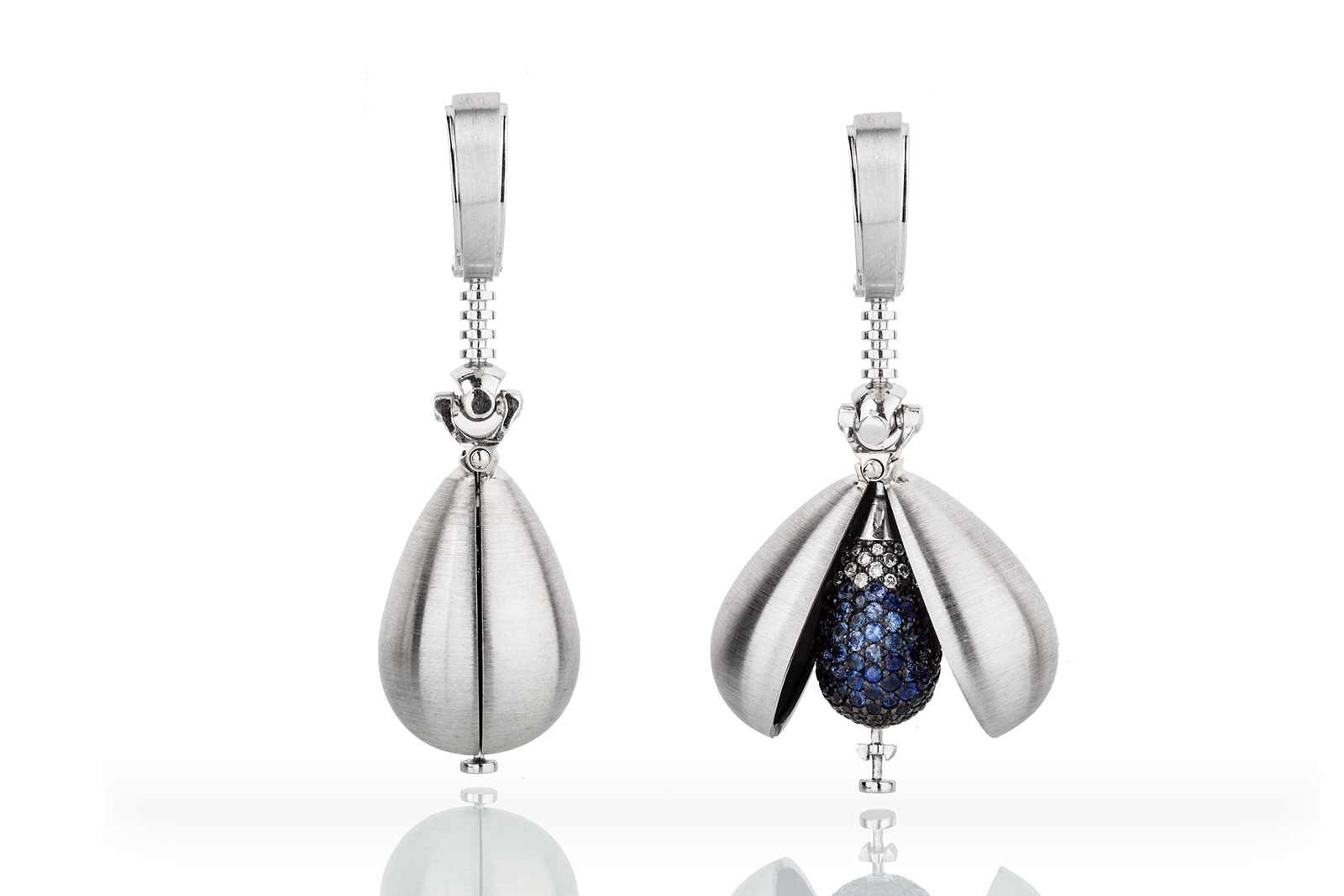  Vladimir Markin 'Drops' earrings in pavé diamonds and sapphires
