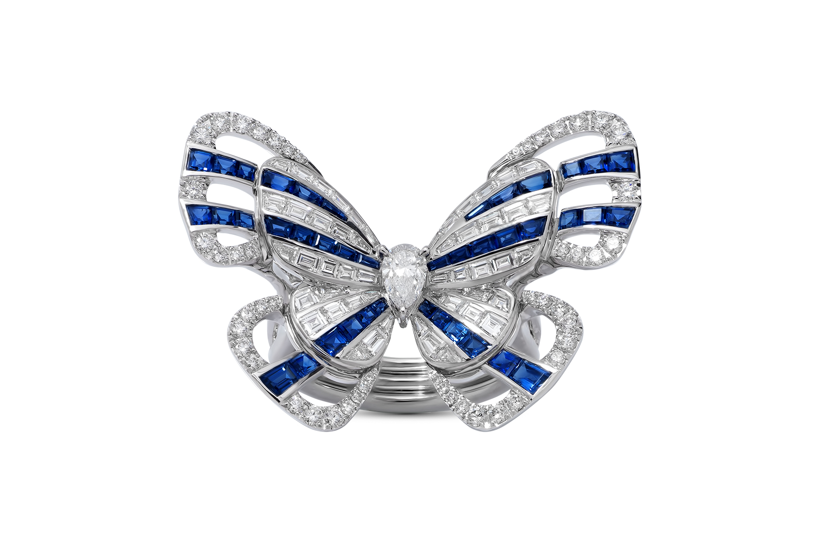  Stenzhorn 'Butterfly Lovers' sapphire and diamond ring with removable 'kimono' ring jacket