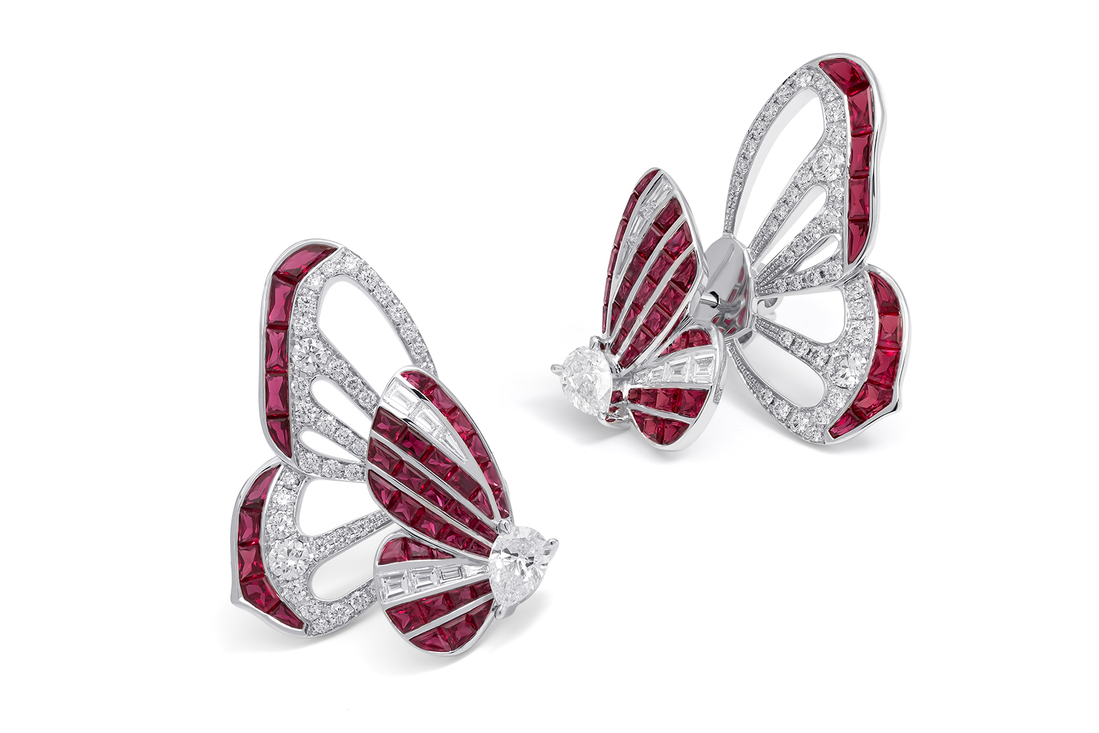  Stenzhorn 'Butterfly Lovers' ruby and diamond layered earrings