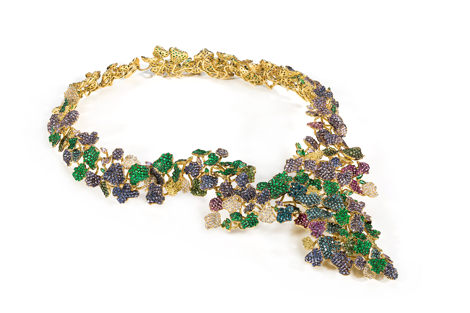 Rosior diamond, sapphire, ruby and emerald necklace 
