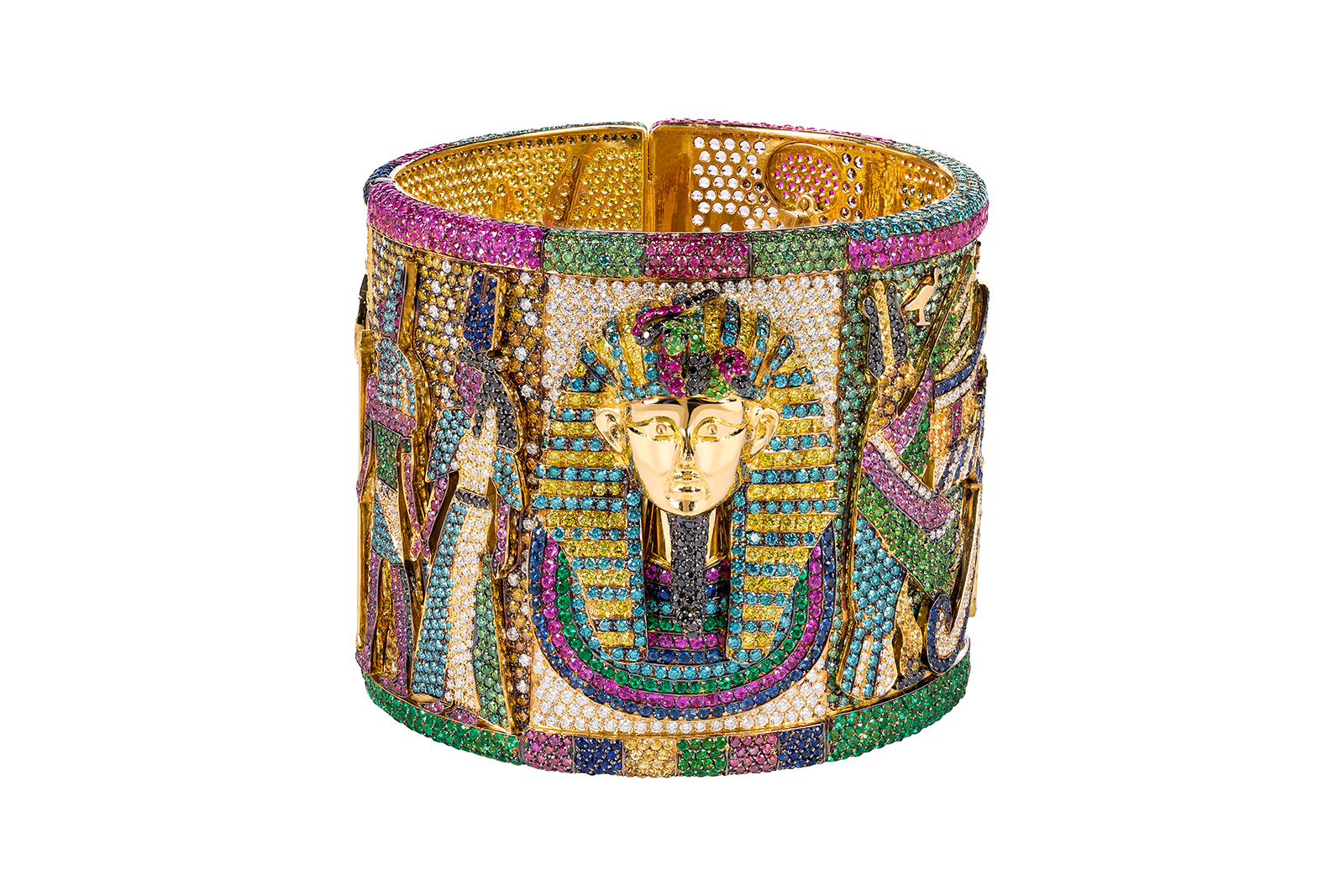 Rosior Egyptian cuff in diamonds, sapphires, rubies, emeralds and tsavorites