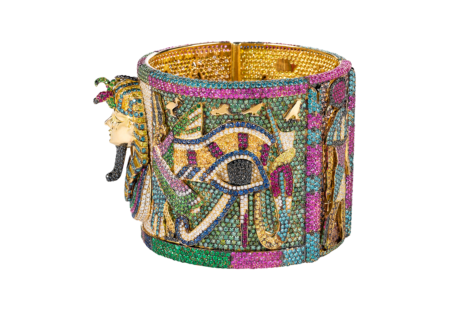  Rosior Egyptian cuff in diamonds, sapphires, rubies, emeralds and tsavorites