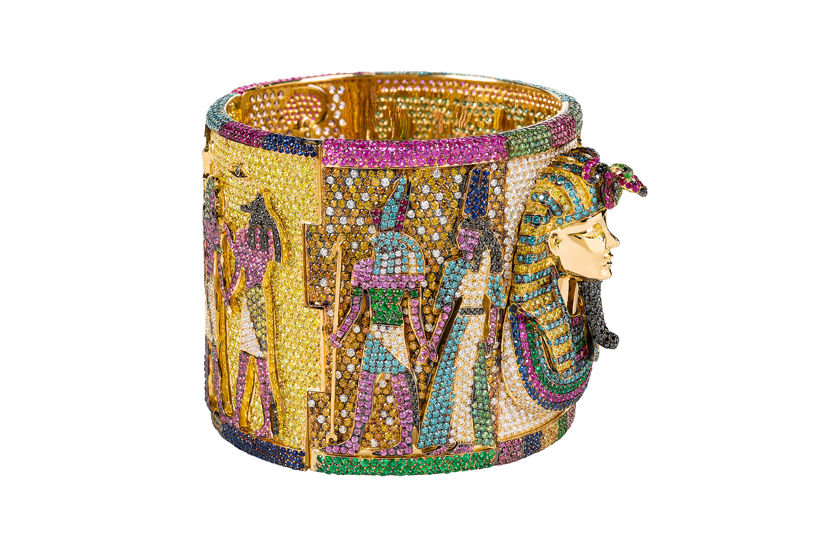  Rosior Egyptian cuff in diamonds, sapphires, rubies, emeralds and tsavorites