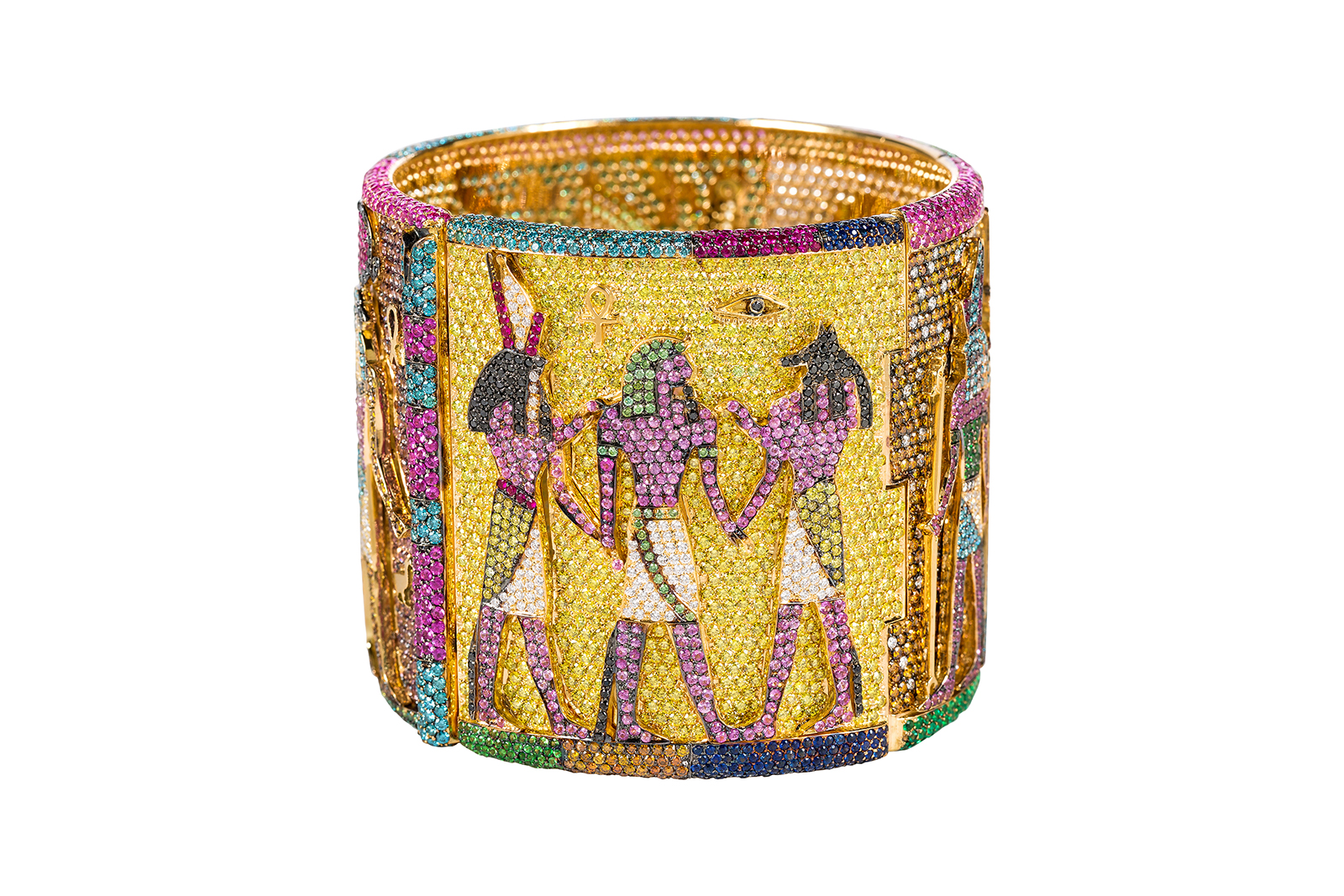  Rosior Egyptian cuff in diamonds, sapphires, rubies, emeralds and tsavorites