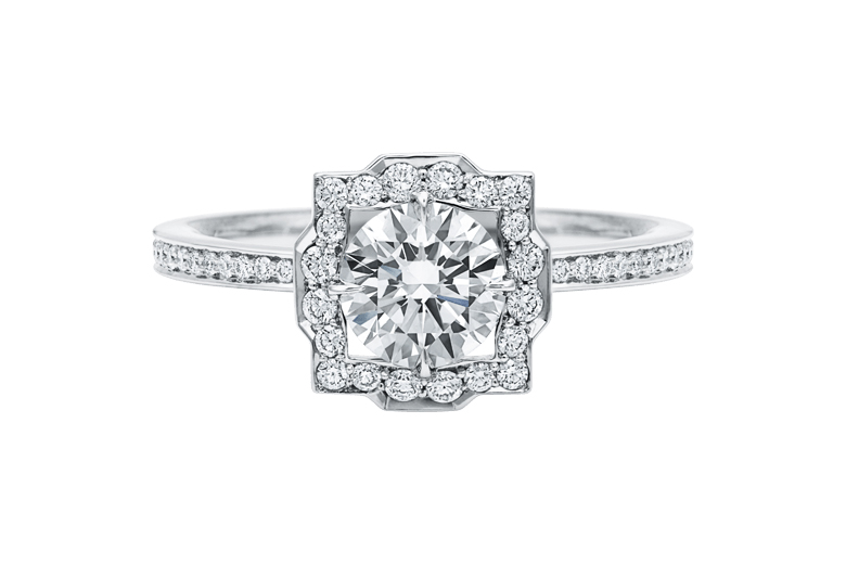 Harry Winston 'Belle' engagement ring with feature diamond and micropavé setting