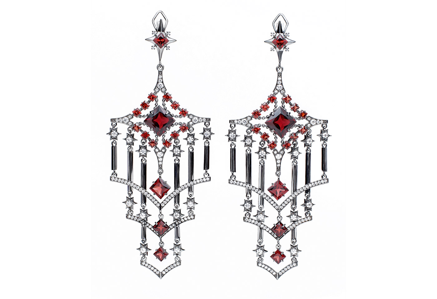  Liza Belotserkovskaya earrings with garnets and diamonds