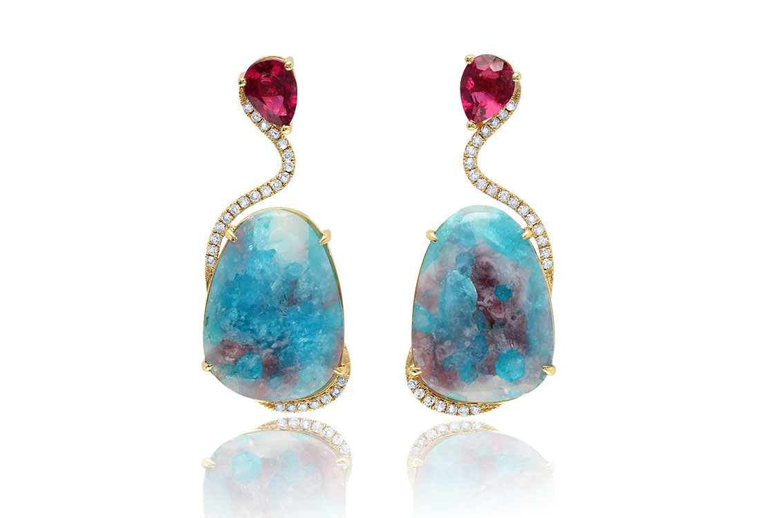  Graziela 'Paraiba Obsession' earrings in Paraibas, rubellites and diamonds