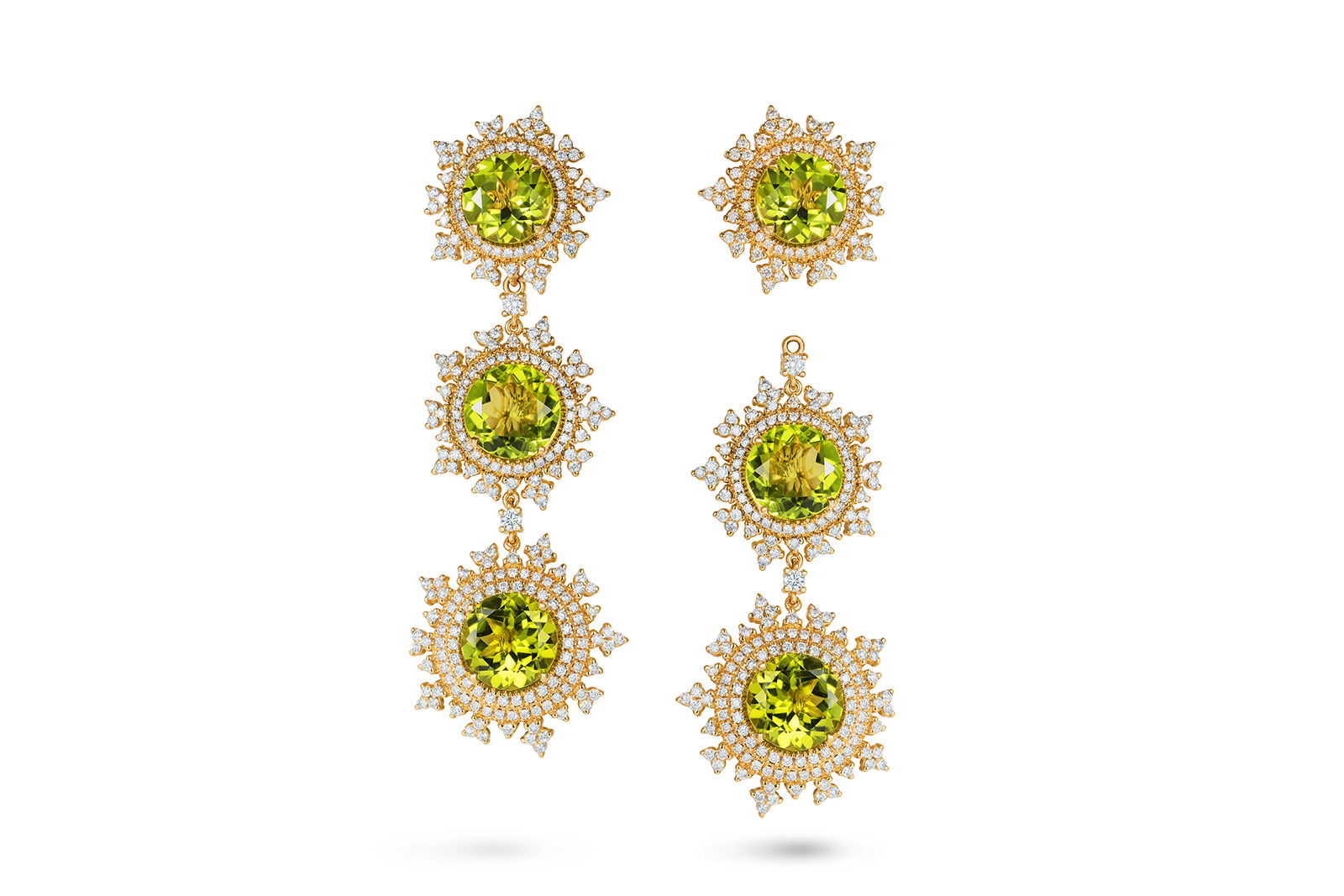  Nadine Aysoy 'Tsarina Spring Flake' earrings in peridots and diamond
