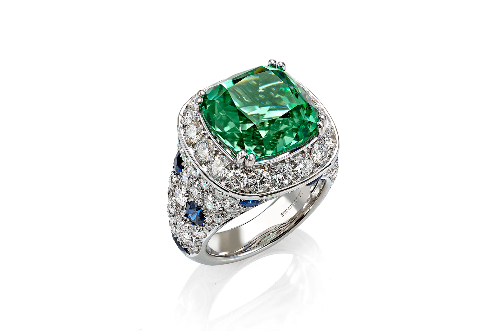  Picchiotti 'Essentially Colour' ring in green tourmaline, sapphires and diamonds