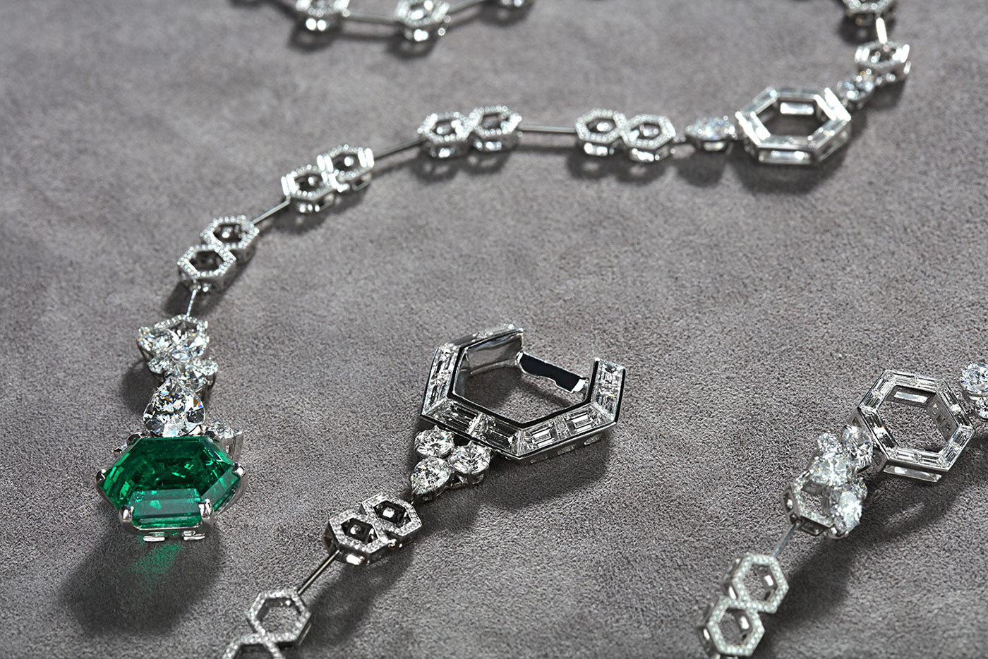  Liza Borzaya diamond and emerald sautoir