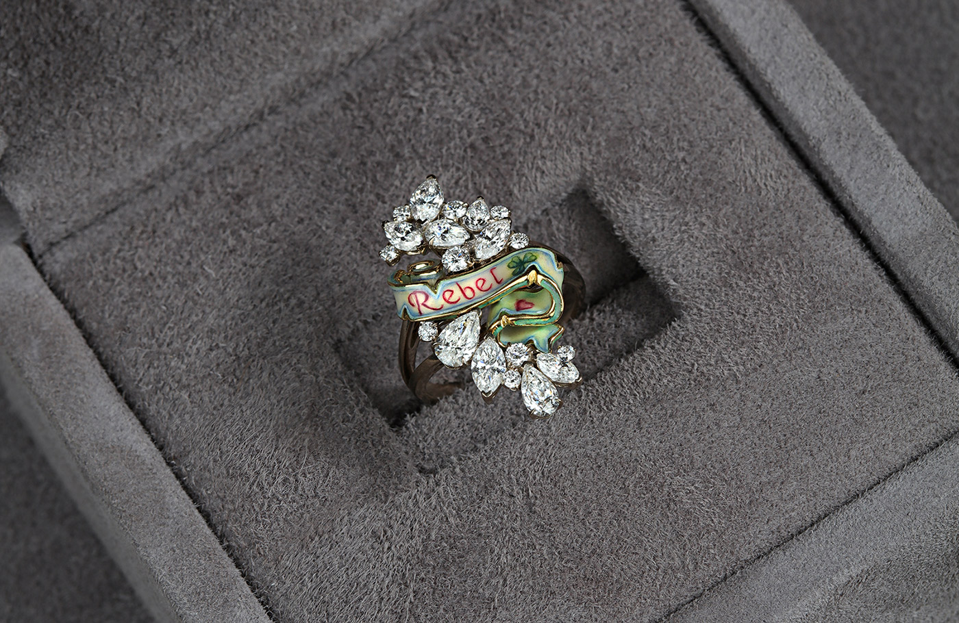  Liza Borzaya 'Rebel' enamel and diamond ring