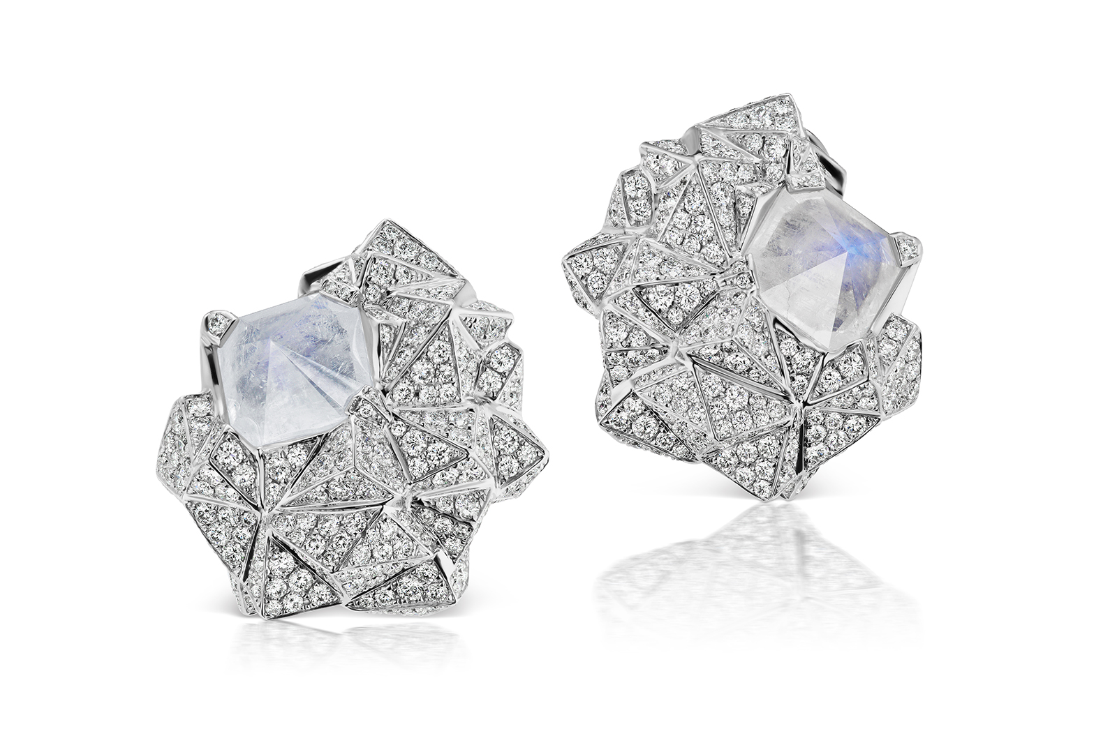  Neha Dani 'Glacier' collection 'Grinell' earrings in moonstone and diamonds