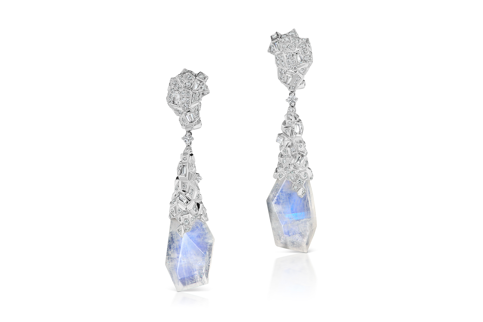  Neha Dani 'Glacier' collection 'Margerie' earrings in moonstone and diamonds