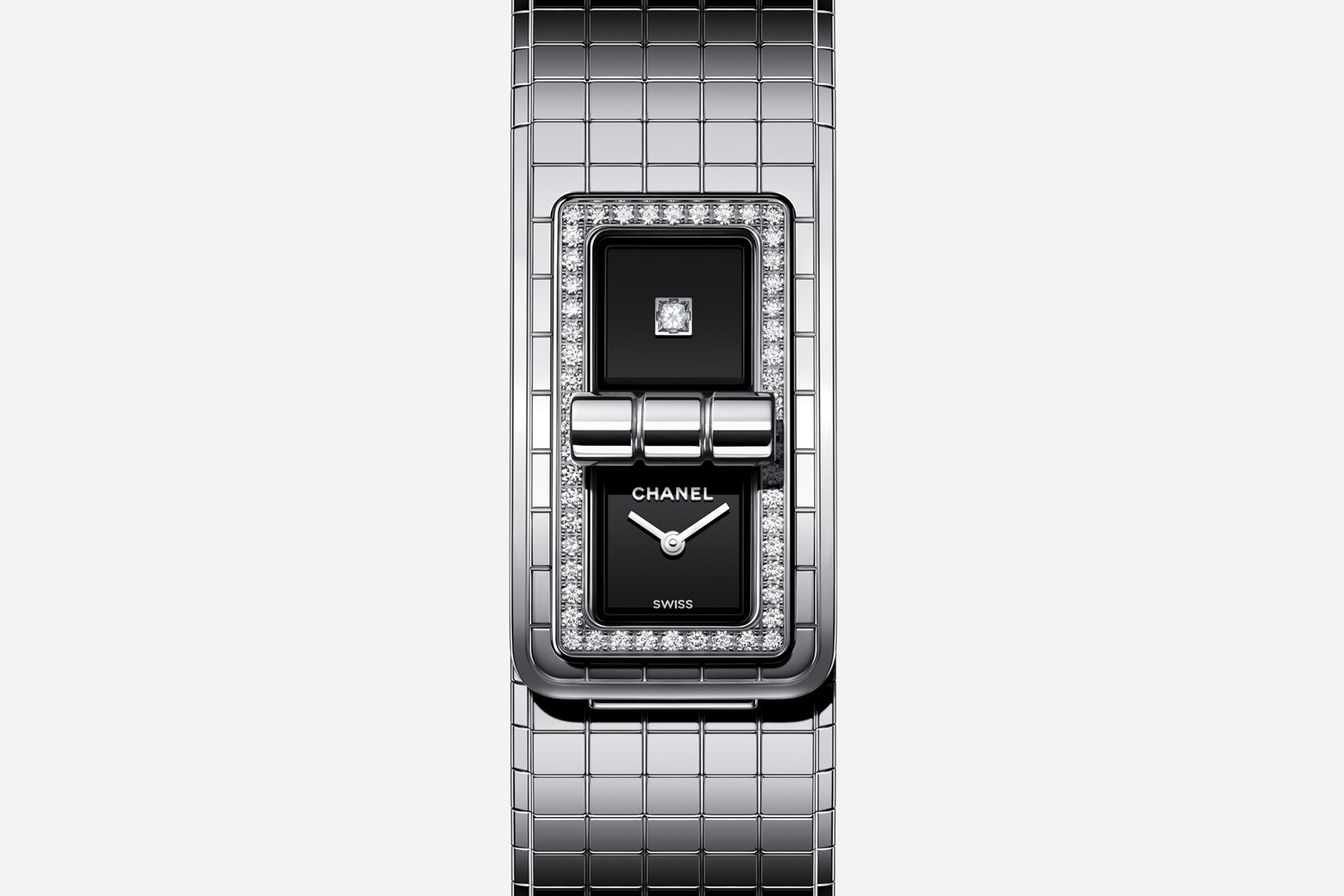  Chanel 'Code Coco' watch in steel with diamond bezel