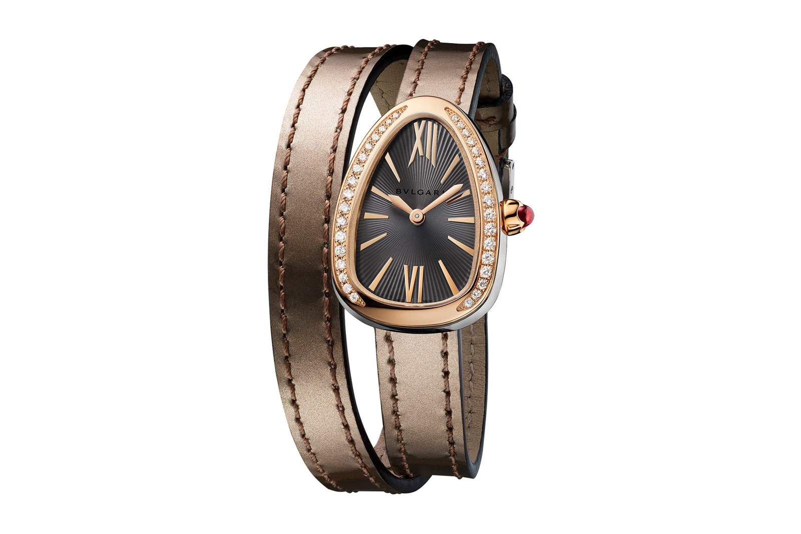  Bulgari 'Twist Your Time' watch from the 'Serpenti' collection in yellow gold with diamond bezel