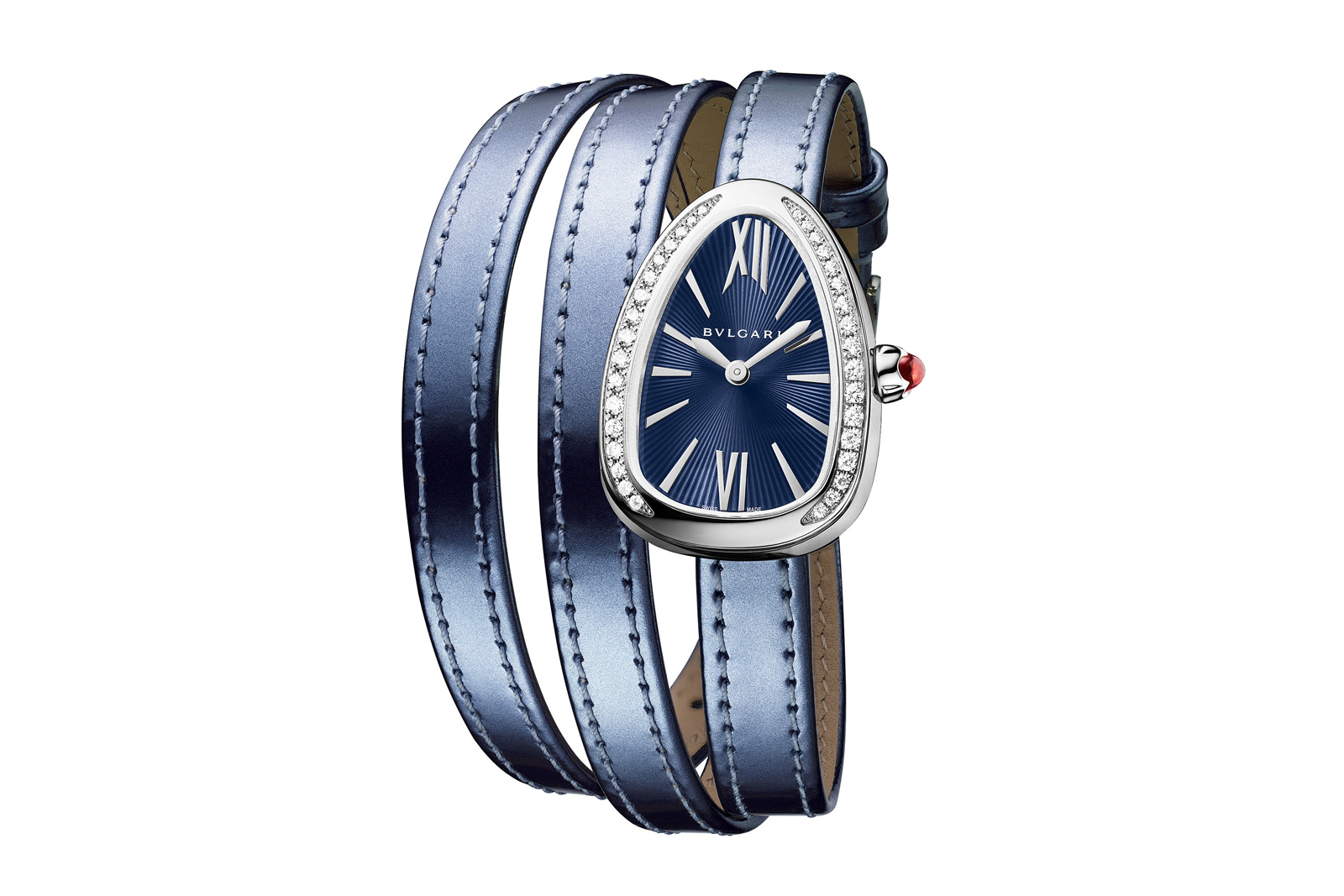  Bulgari 'Twist Your Time' watch from the 'Serpenti' collection in white gold with diamond bezel