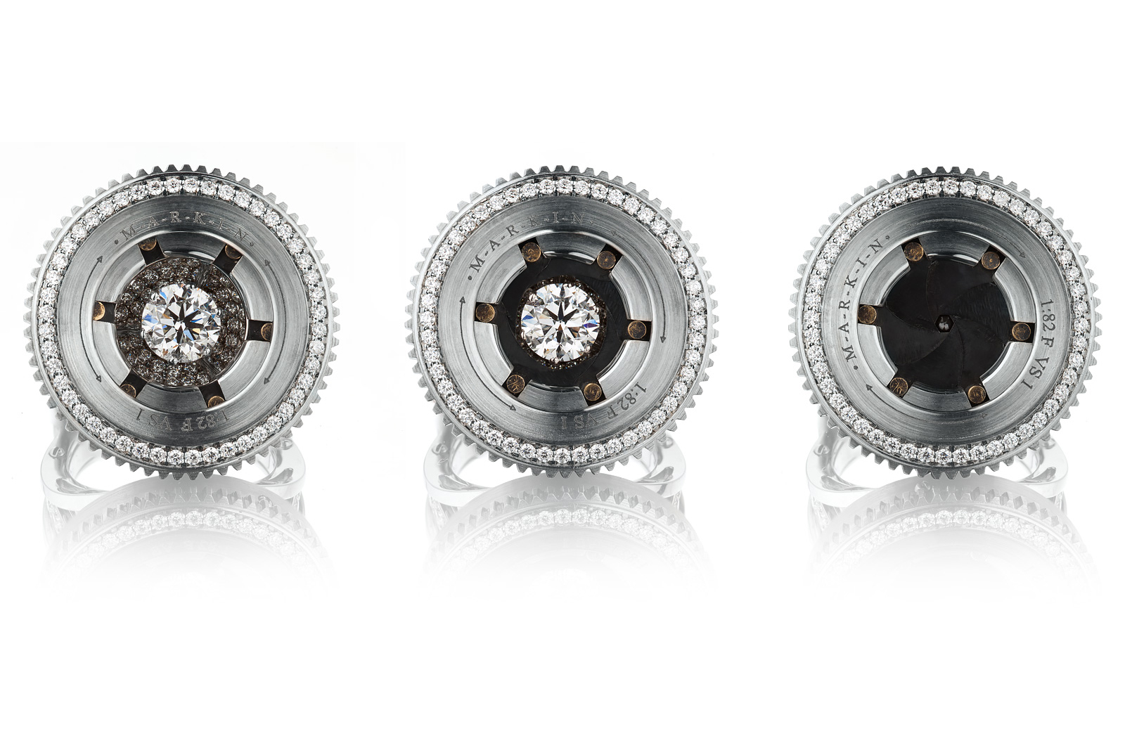  Vladimir Markin 'Aperture II' ring in white gold with diamonds