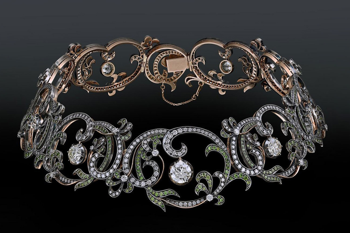 Ekaterina Kostrigina tsavorite and diamond choker 