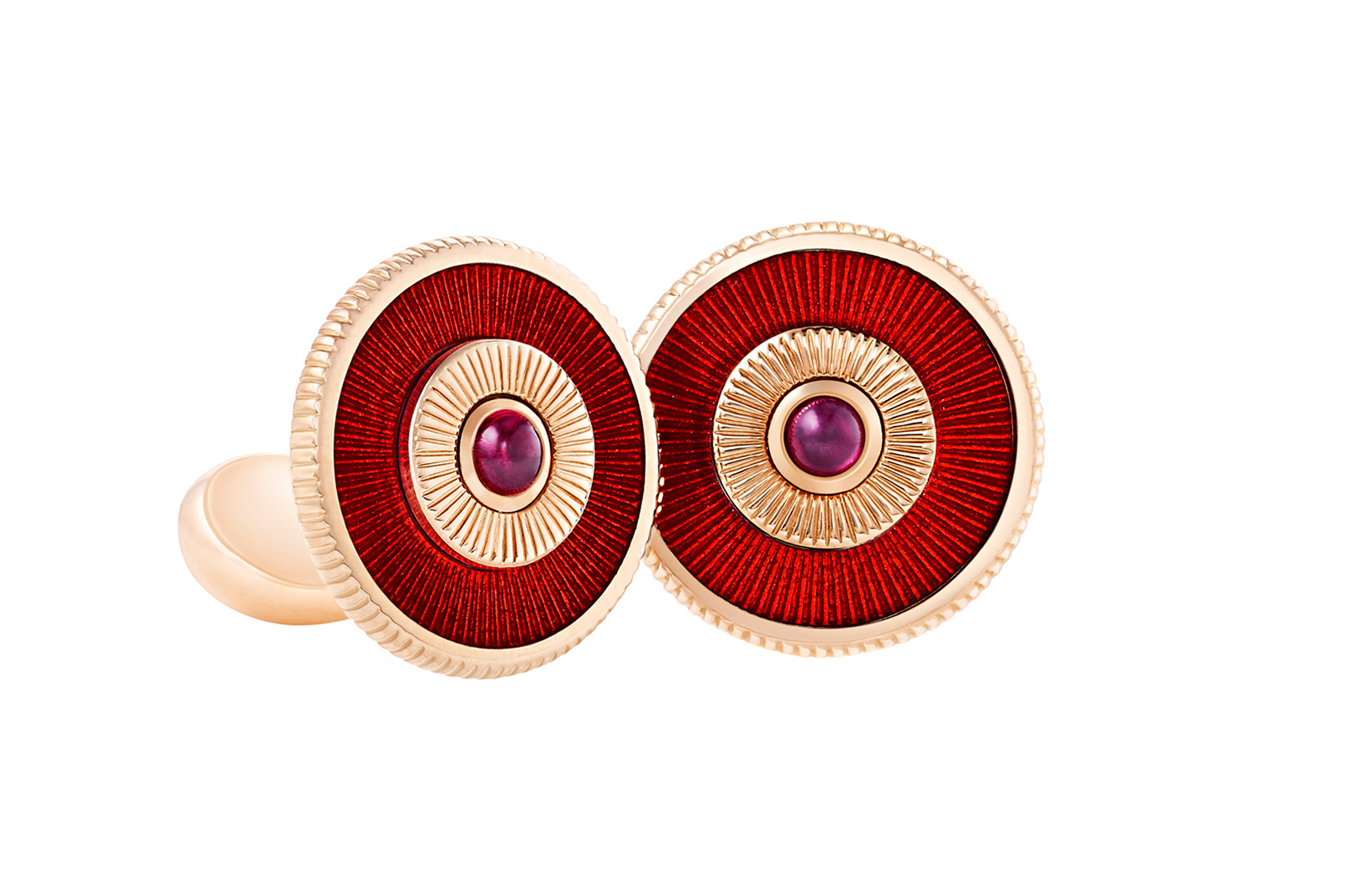  Fabergé cufflinks in rose gold, enamel and ruby