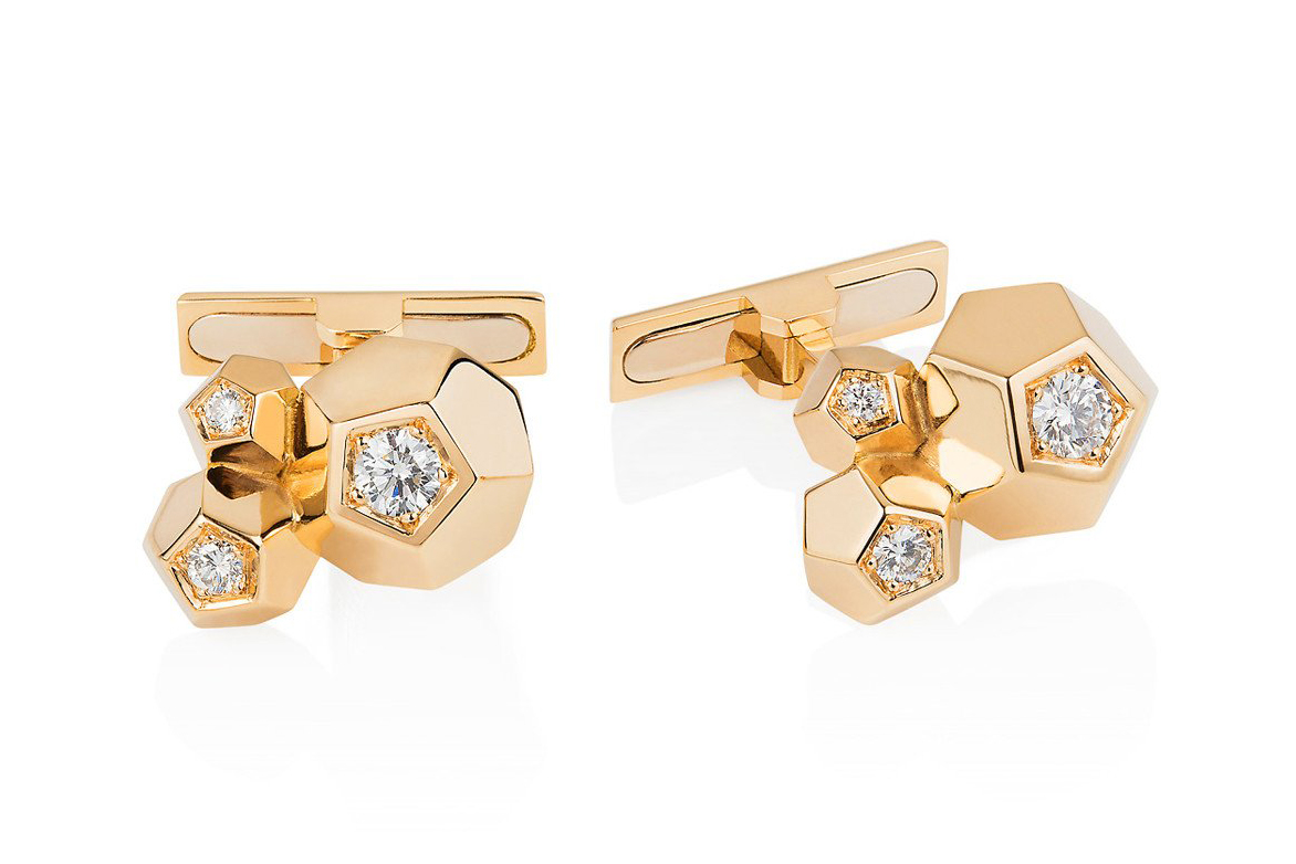  Ornella Iannuzzi 'Rock It' cufflinks in yellow gold and diamonds