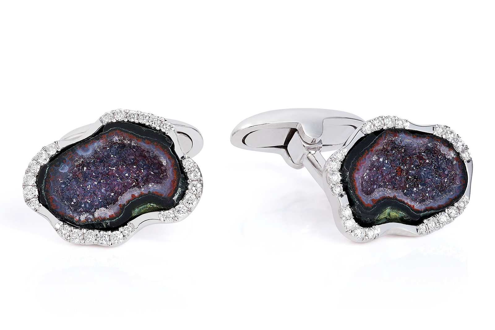  Sabine Roemer cufflinks in white gold with druzy