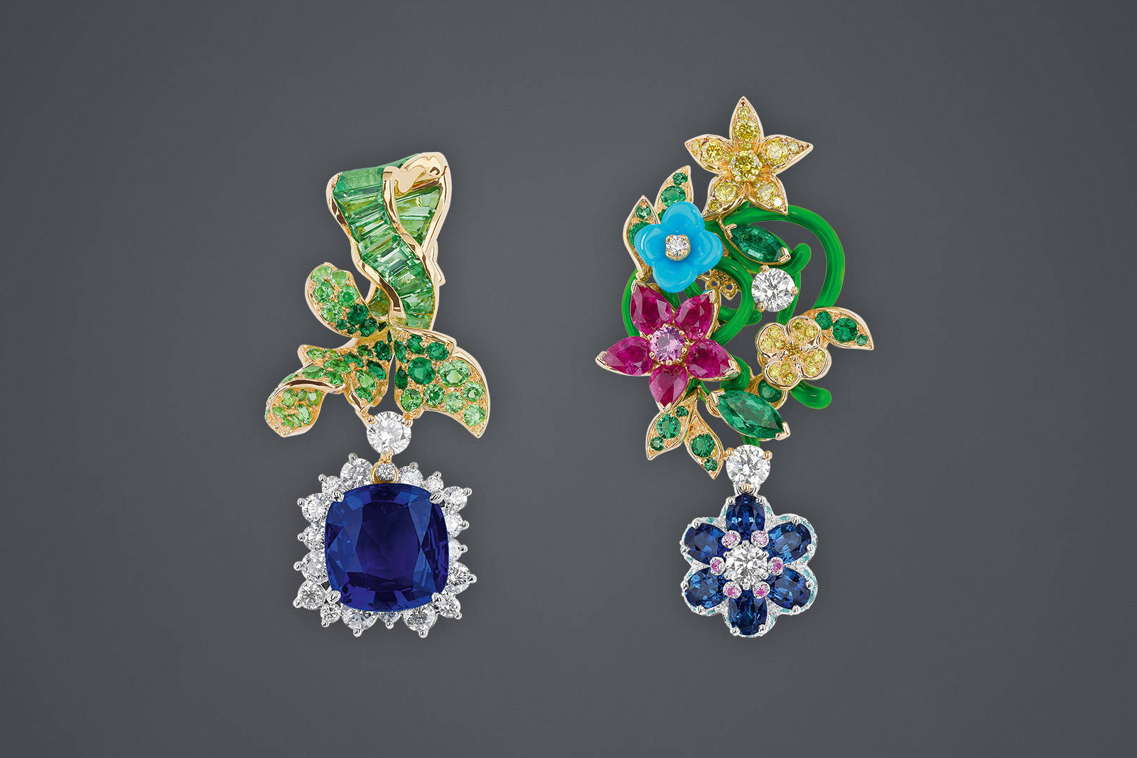  Dior ‘Dior à Versailles, Côté Jardins’ collection 'Sapphire Rural Delight' earrings