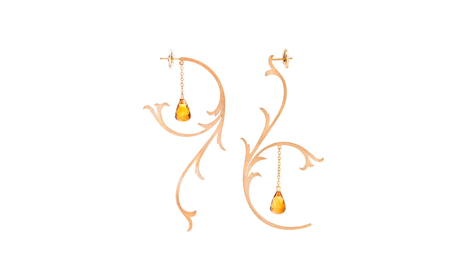 Chateau Euphorie 'Secret Garden' collection earrings in yellow gold and citrine