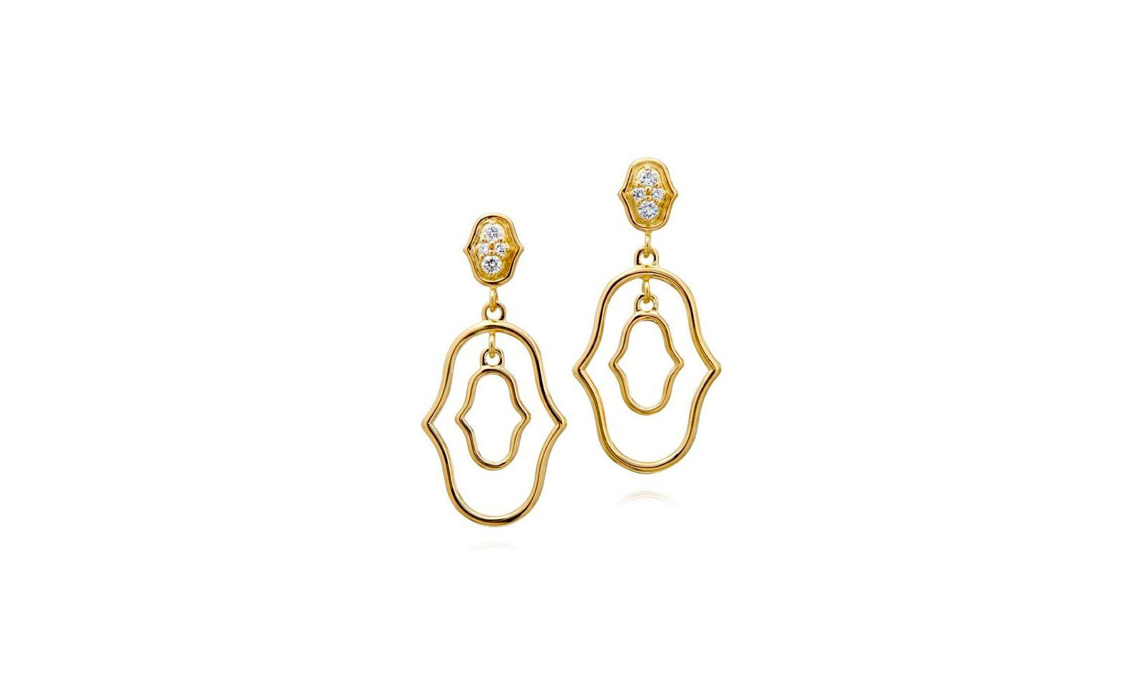  Gumuchian 'Illusion Outline' earrings from the 'Secret Garden' collection in yellow gold and diamond pavé
