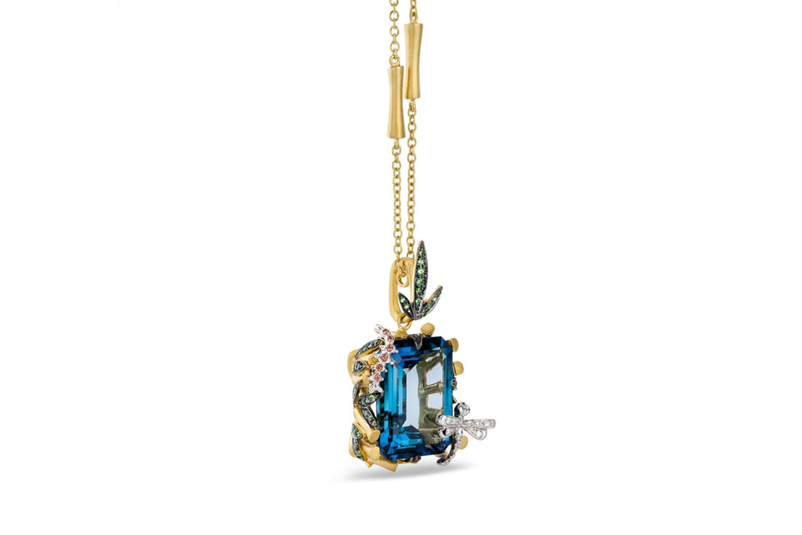  Roberto Coin 'Garden' collection ring in topaz, tsavorites, sapphires, diamonds and yellow gold