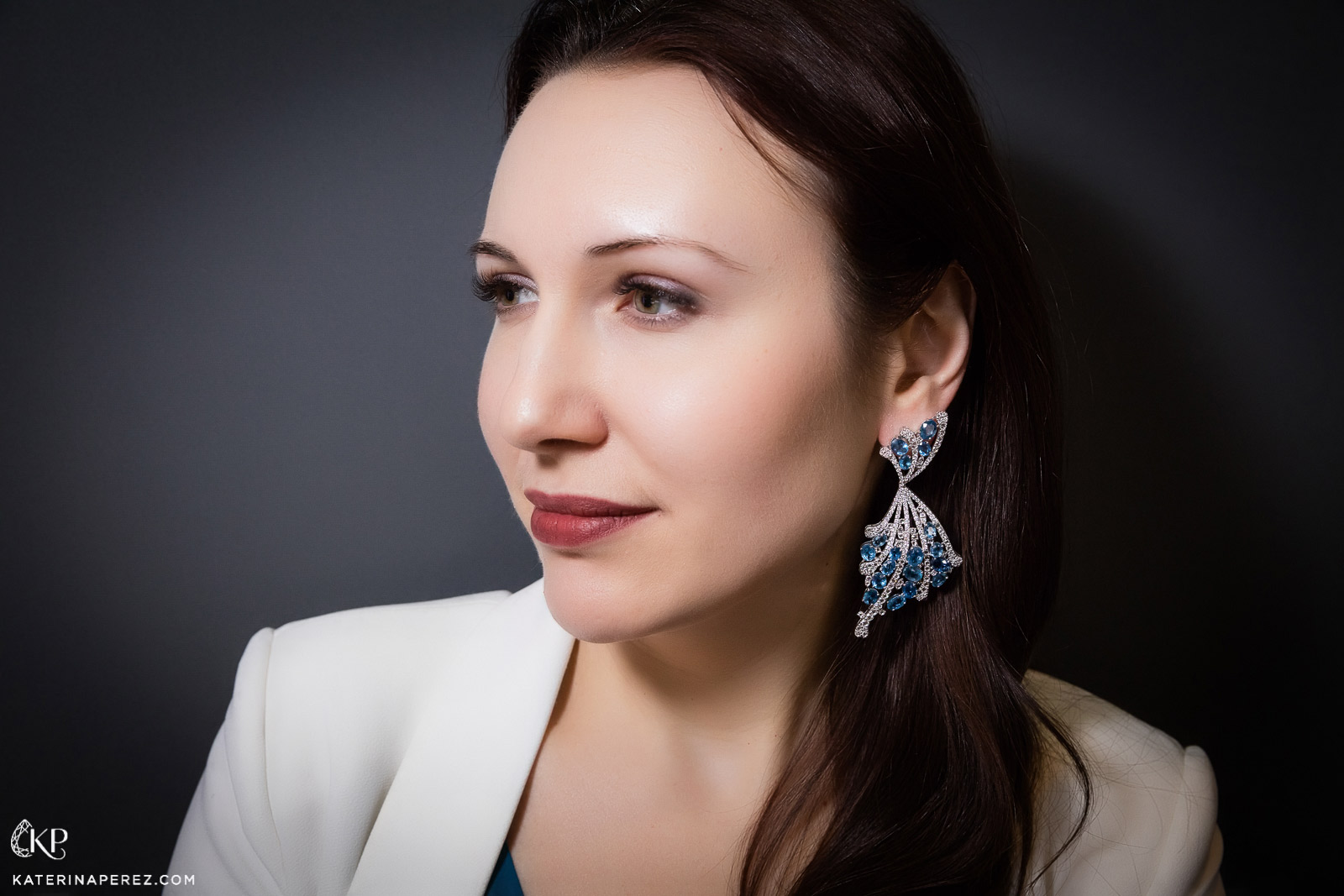  Graziela earrings from the Couture collection with midnight aquamarines and diamonds