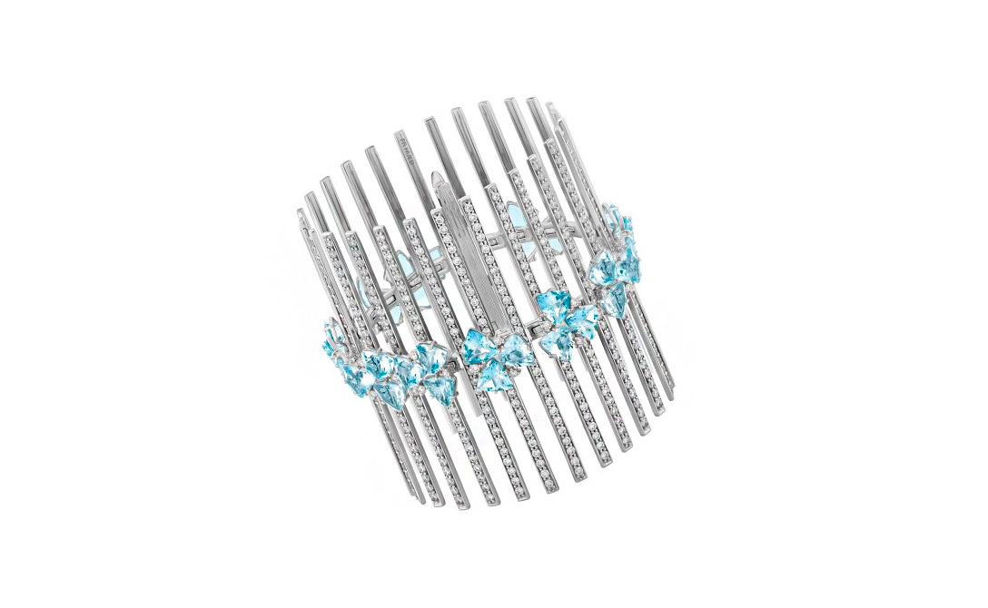  Hueb 'Trilliant' bracelet in diamond, aquamarine and white gold