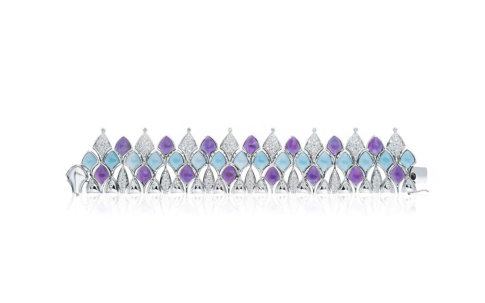  Panchoo bracelet in aquamarine, amethyst and diamonds