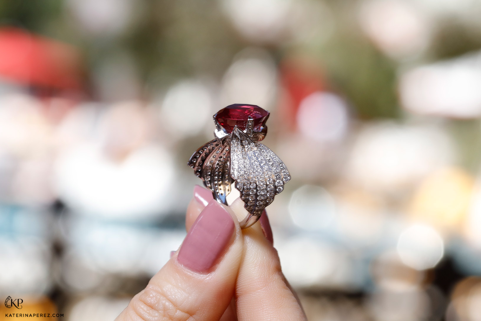  Panchoo ring with ruby and diamonds
