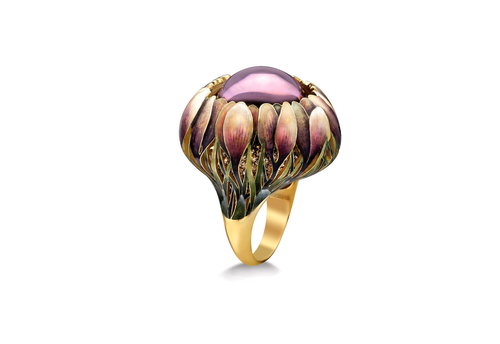  Ilgiz F. 'Crocuses' ring with amethyst and enamel