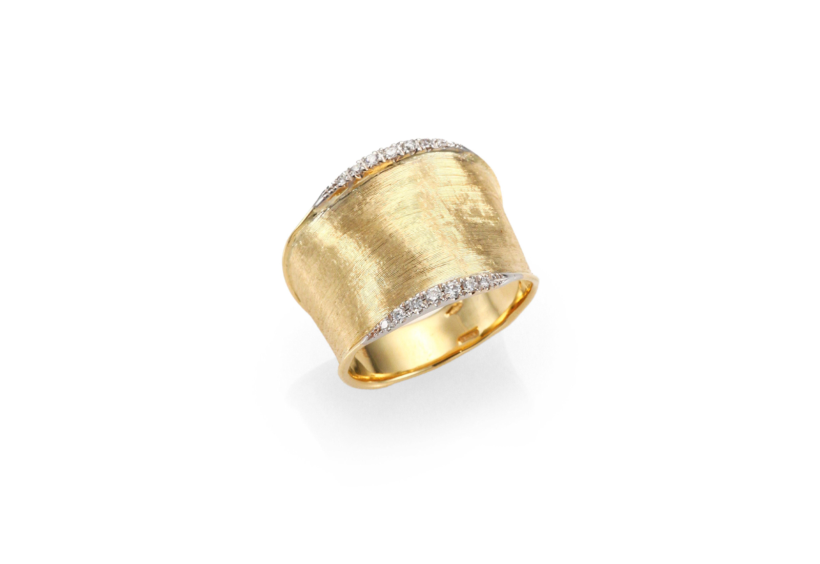  Marco Bicego 'Lunaria' ring in engraved yellow gold and diamonds
