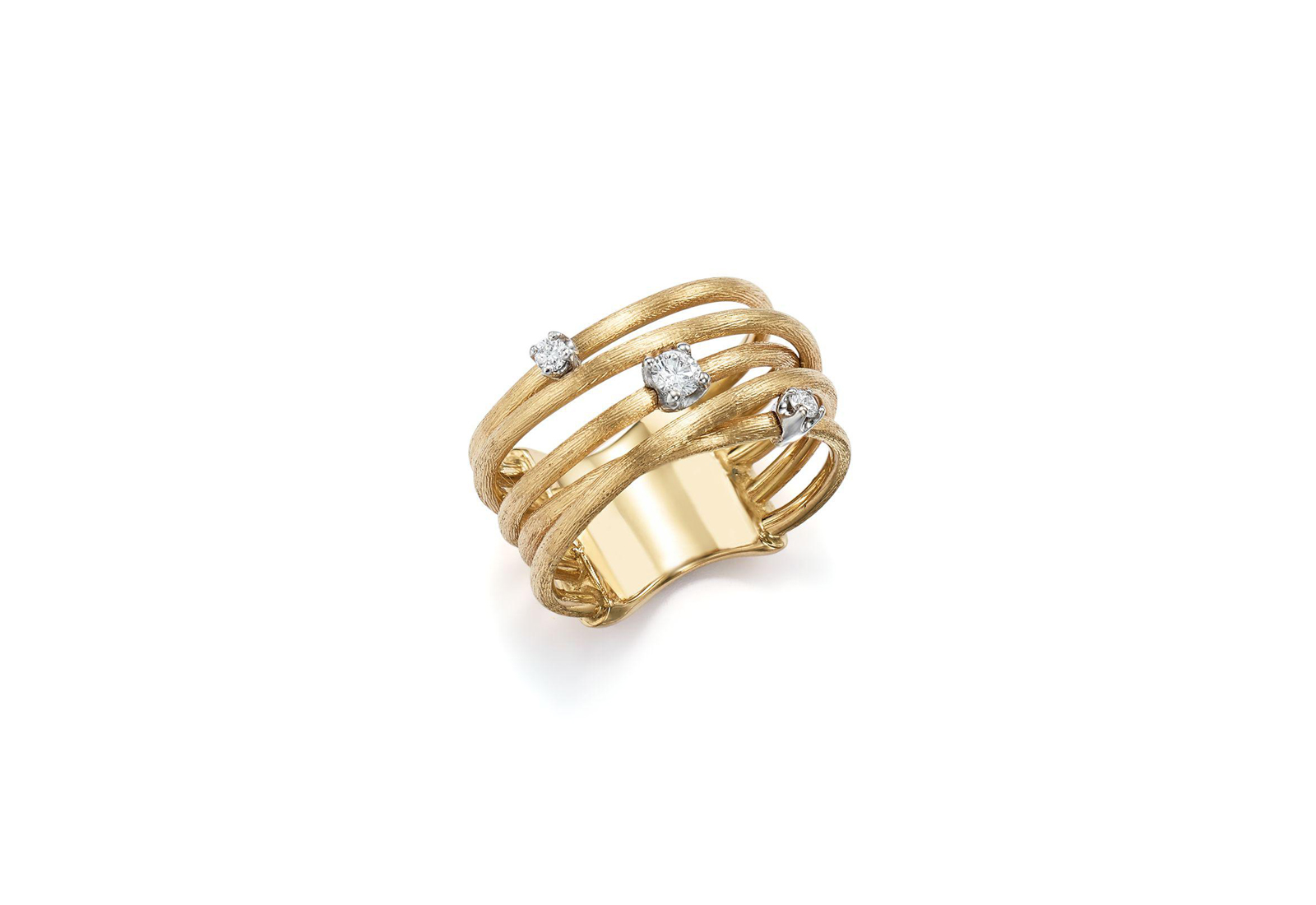  Marco Bicego 'Goa' ring in engraved yellow gold and diamonds