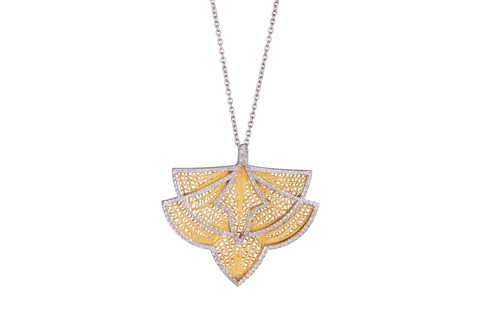  Eleuterio 'Couture' pendant in openwork yellow gold and diamonds