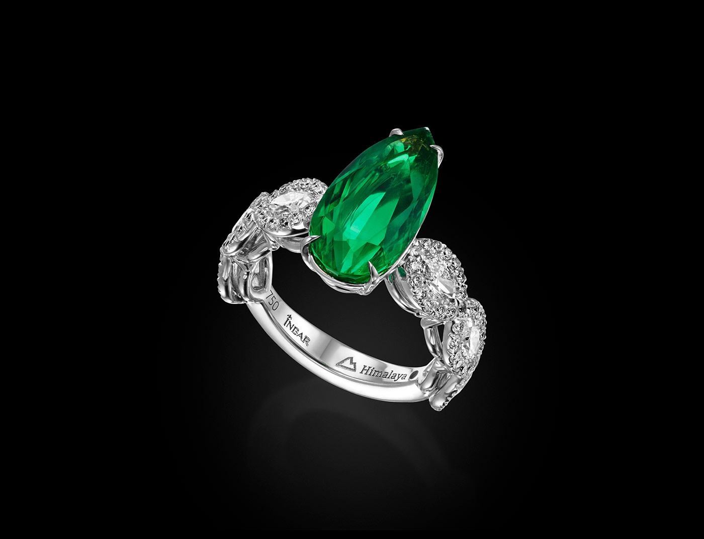 Inbar Afghani emerald ring with diamonds