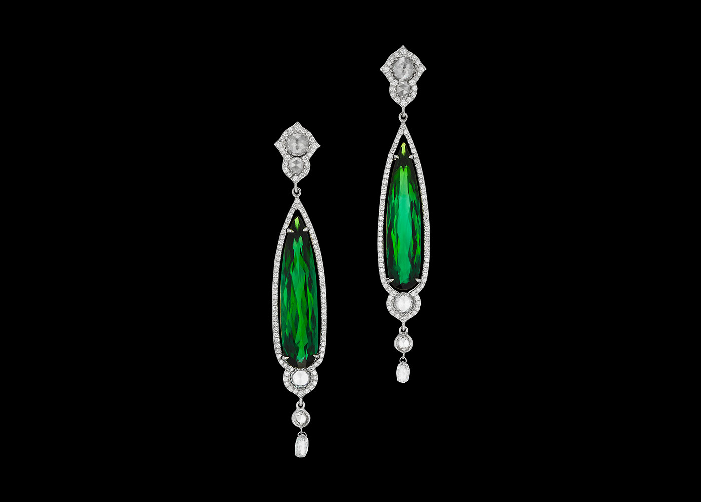  Inbar Afghani emerald earrings with diamonds