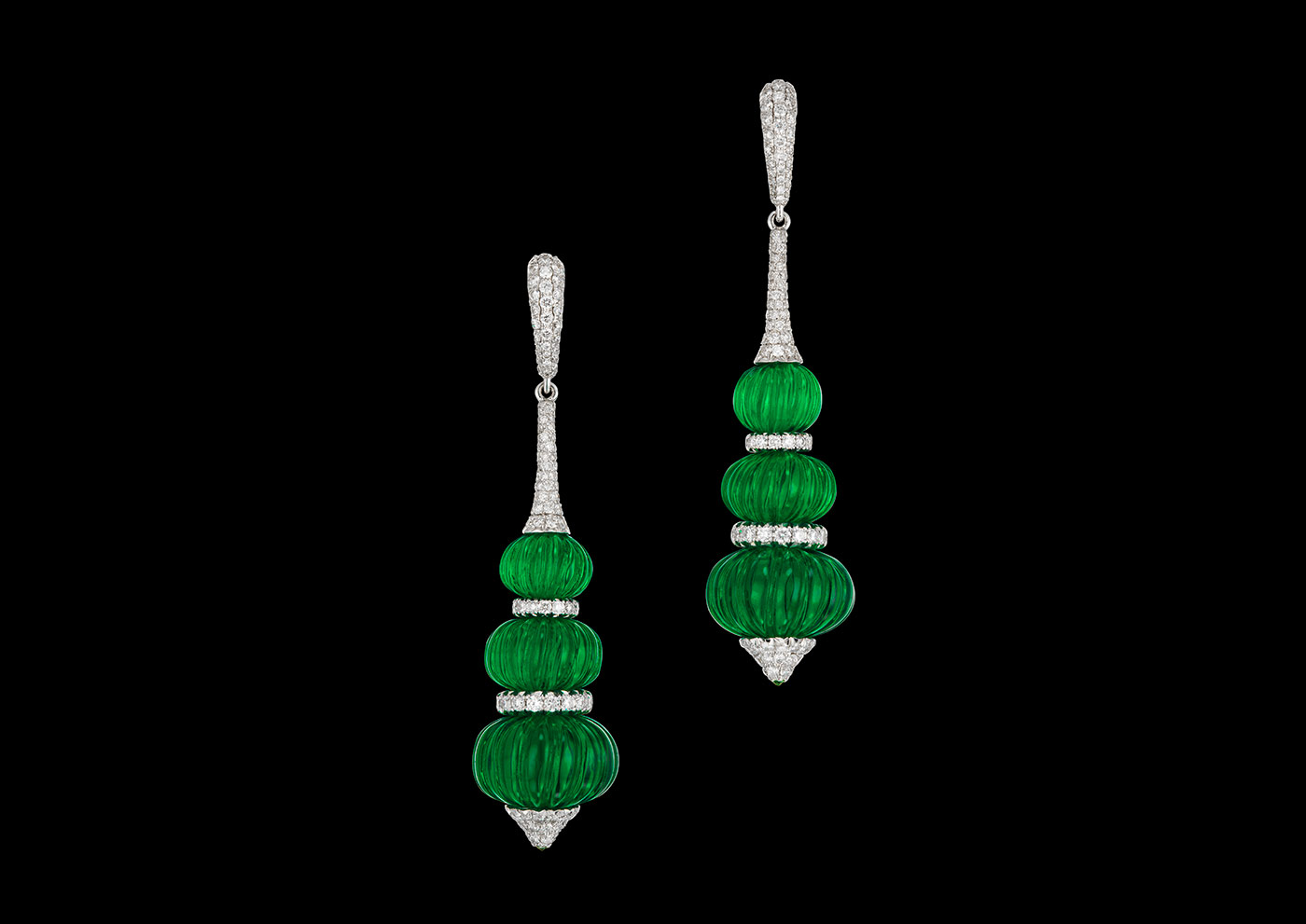  Inbar Afghani emerald earrings with diamonds