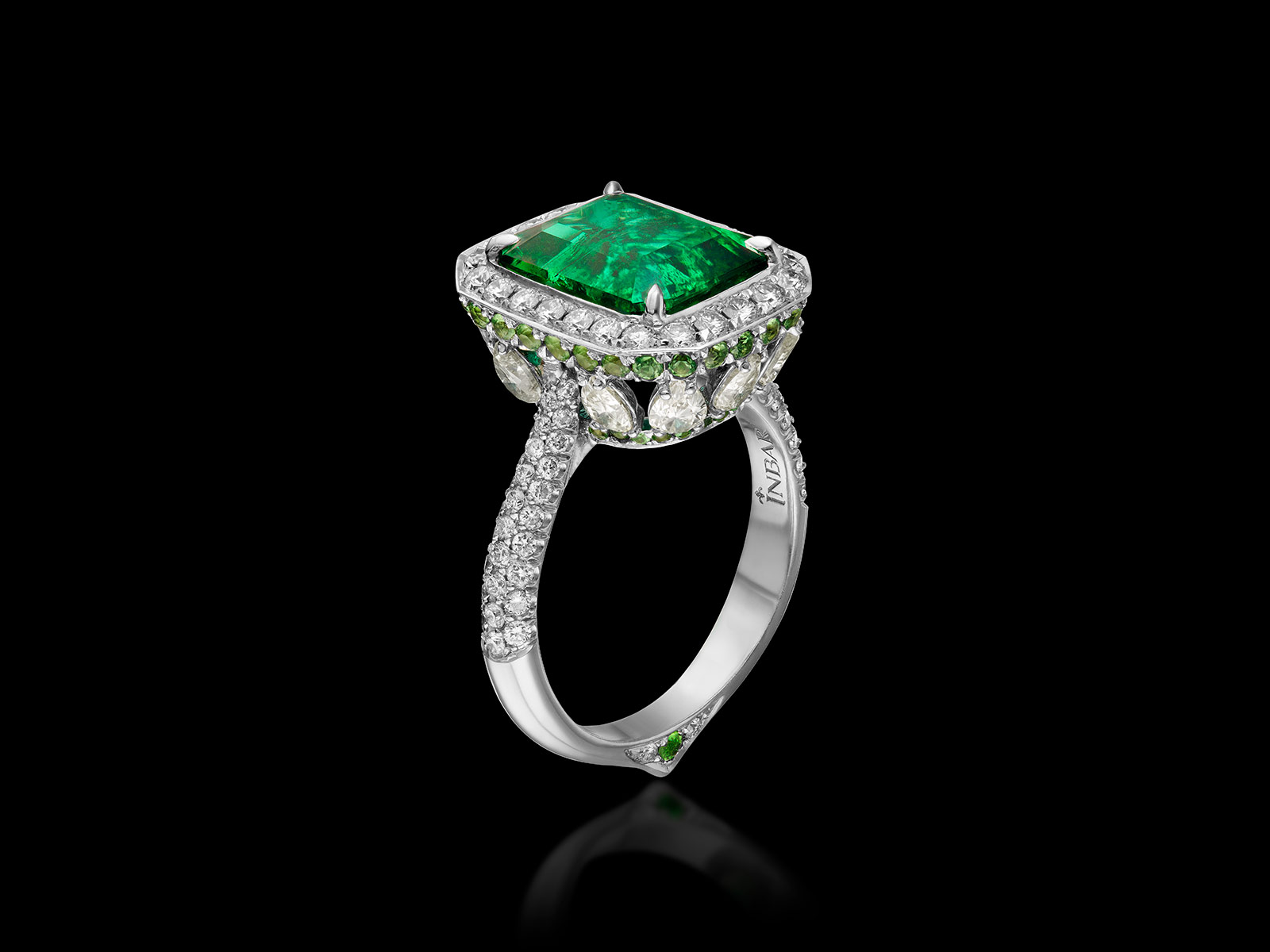 Inbar Afghani emerald ring with diamonds