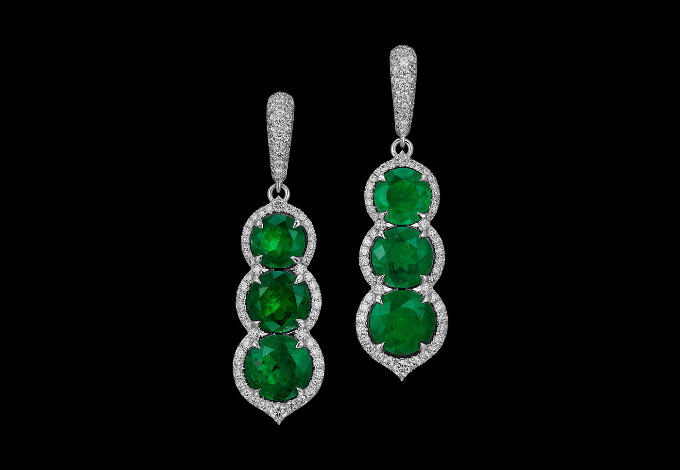  Inbar Afghani emerald earrings with diamonds