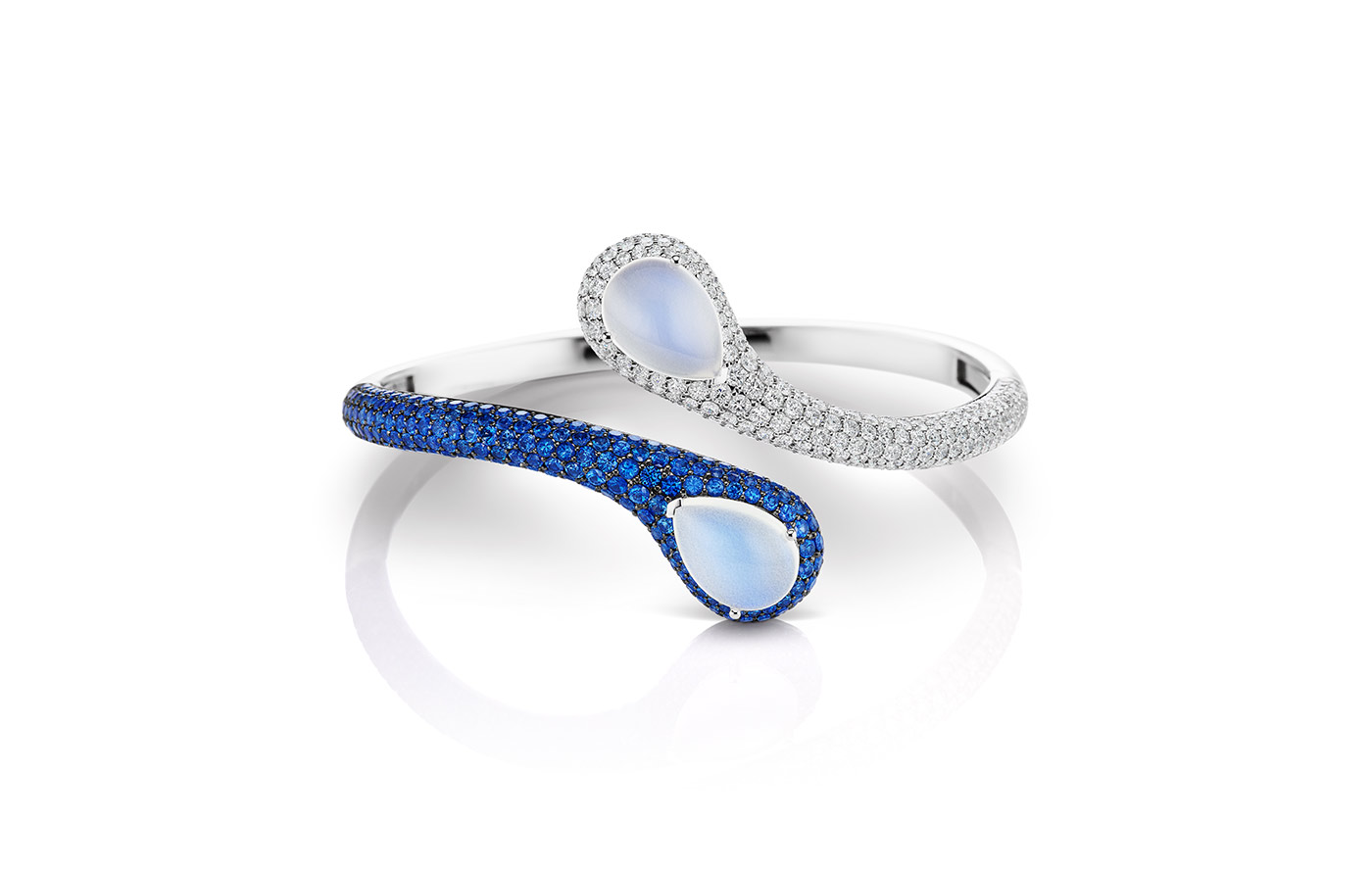 Maria Canale 'Drop' bangle in moonstone, sapphire and diamonds 