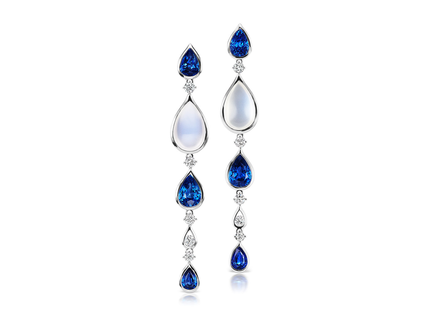 Maria Canale 'Drop' earrings in moonstone, sapphire and diamonds 