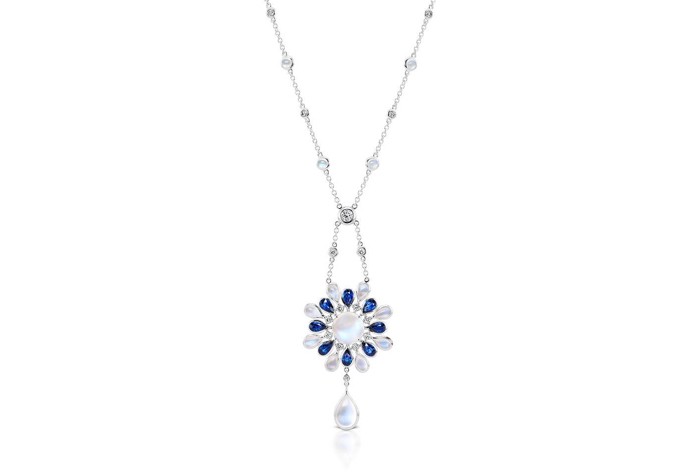  Maria Canale 'Drop' necklace in moonstone, sapphire and diamonds 
