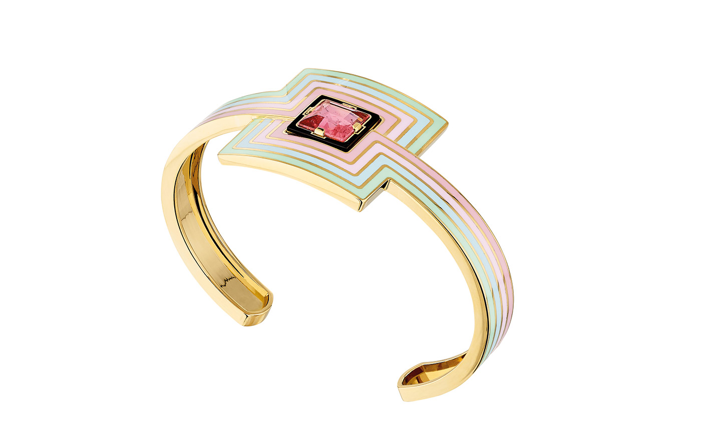 NUUN Jewels 'El Hada' bangle in pink tourmaline and enamel