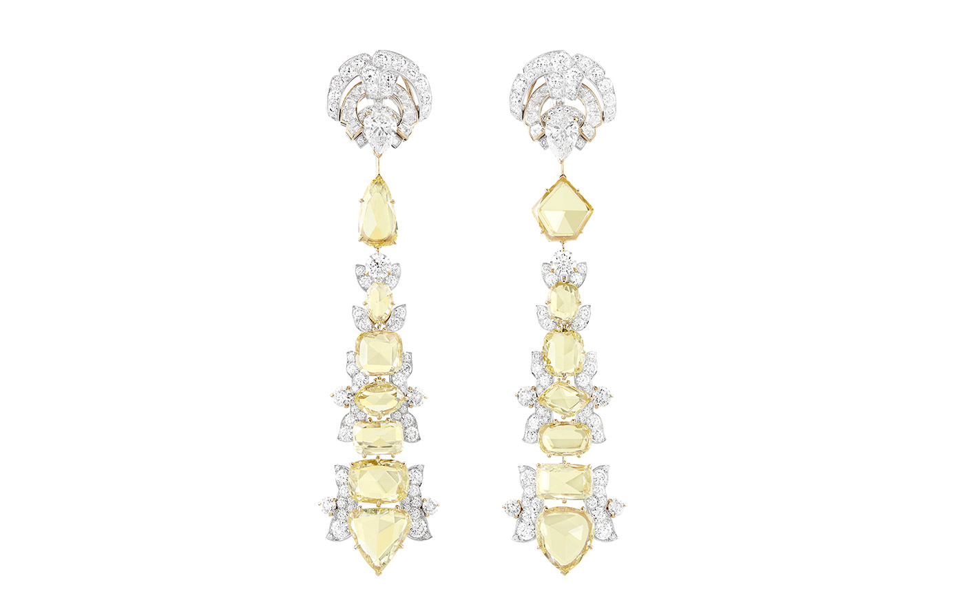  Van Cleef & Arpels 'Victoire' earrings from the 'Quatre contes de Grimm' collection in rose cut fancy yellow diamonds