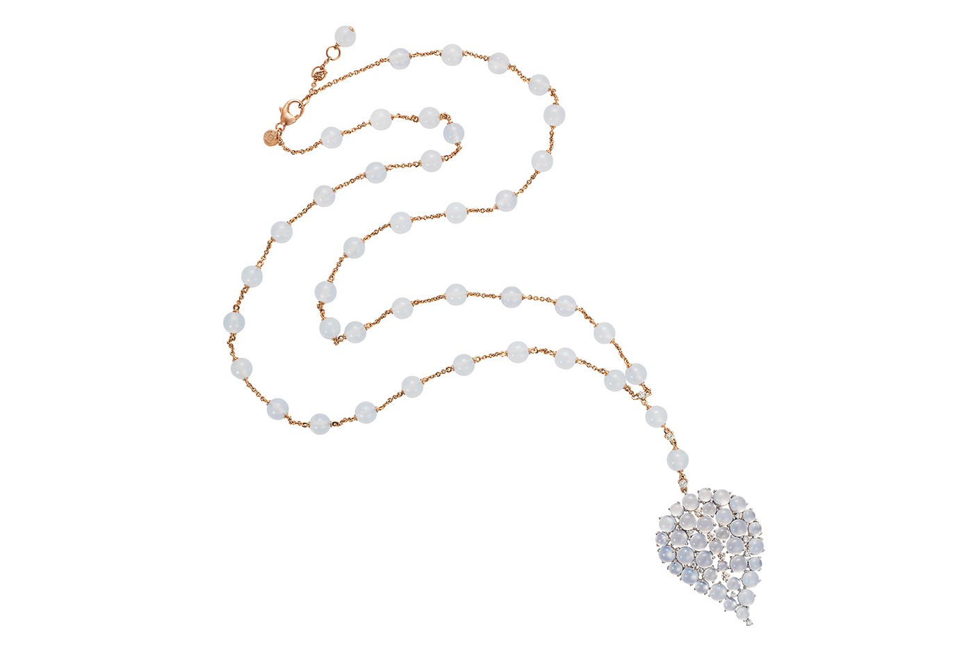  Nadine Aysoy  'Grandes Feuilles’ pendant necklace in cabochon chalcedony and diamonds