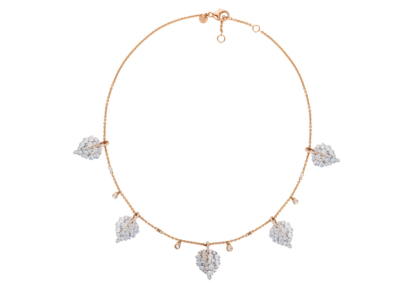  Nadine Aysoy  'Grandes Feuilles’ necklace in cabochon chalcedony and diamonds